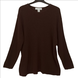Jones New York Sweater Women's Brown Size 2X Long Sleeve Scoop Neck Waffle Knit